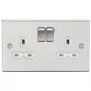 Knightsbridge CS9BCW 13A 2-Gang DP Switched Double Socket Brushed Chrome with White Inserts 1 Knightsbridge CS9BCW 13A 2-Gang DP Switched Double Socket Brushed Chrome with White Inserts -Chrome Switches & Sockets Sales 595TX P