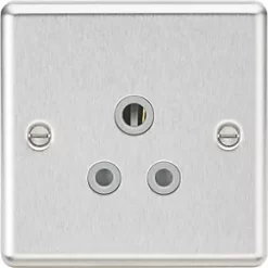 Knightsbridge CL5ABCG 5A 1-Gang Unswitched Socket Brushed Chrome with Colour-Matched Inserts