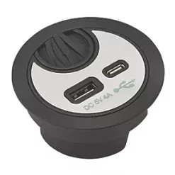 Knightsbridge SK0012 4.0A 2-Outlet Type A & C Desktop USB Charger Brushed Chrome