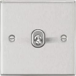 Knightsbridge CSTOG12BC 10AX 1-Gang Intermediate Switch Brushed Chrome with Colour-Matched Inserts