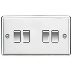 Knightsbridge CL41PC 10AX 4-Gang 2-Way Light Switch Polished Chrome