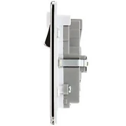 LAP 13A 2-Gang SP Switched Wi-Fi Extender Socket + 2.1A 1-Outlet Type A USB Charger Polished Chrome with White Inserts -Chrome Switches & Sockets Sales 609KJ A2