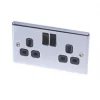 LAP 13A 2-Gang SP Switched Plug Socket Polished Chrome with Black Inserts -Chrome Switches & Sockets Sales 6100C P