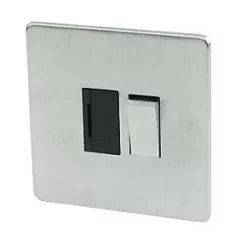 Crabtree Platinum 13A Switched Fused Spur Satin Chrome with Black Inserts