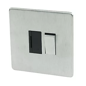 Crabtree Platinum 13A Switched Fused Spur Satin Chrome with Black Inserts 3 Crabtree Platinum 13A Switched Fused Spur Satin Chrome with Black Inserts