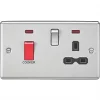 Knightsbridge CL83BC 45 & 13A 2-Gang DP Cooker Switch & 13A DP Switched Socket Brushed Chrome with LED with Black Inserts -Chrome Switches & Sockets Sales 618TY P
