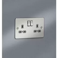 Knightsbridge FPR9000PCG 13A 2-Gang DP Switched Double Socket Polished Chrome with Colour-Matched Inserts -Chrome Switches & Sockets Sales 620TY A1