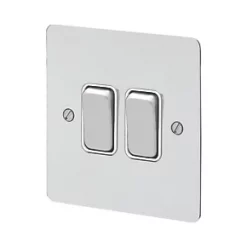 MK Edge 20AX 2-Gang 2-Way Switch Polished Chrome with White Inserts