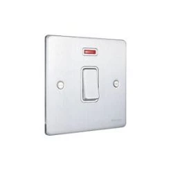 Schneider Electric Ultimate Low Profile 20AX 1-Gang DP Control Switch Brushed Chrome with Neon with White Inserts -Chrome Switches & Sockets Sales 6233J A2