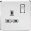 Knightsbridge SFR7000PCG 13A 1-Gang DP Switched Single Socket Polished Chrome with Colour-Matched Inserts -Chrome Switches & Sockets Sales 623TY P