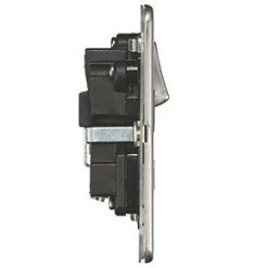 Knightsbridge SFR7000BC 13A 1-Gang DP Switched Single Socket Brushed Chrome with Black Inserts -Chrome Switches & Sockets Sales 624TX A2