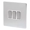 LAP 10AX 3-Gang 2-Way Light Switch Brushed Chrome with White Inserts 1 LAP 10AX 3-Gang 2-Way Light Switch Brushed Chrome with White Inserts -Chrome Switches & Sockets Sales 63108 P