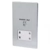 LAP 2-Gang Dual Voltage Shaver Socket 115 / 230V Brushed Chrome with White Inserts -Chrome Switches & Sockets Sales 63667 P