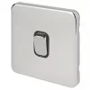 Schneider Electric Lisse Deco 20AX 1-Gang DP Control Switch Polished Chrome with Black Inserts -Chrome Switches & Sockets Sales 636FF P