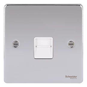 Schneider Electric Ultimate Low Profile Slave Telephone Socket Polished Chrome with White Inserts 4 Schneider Electric Ultimate Low Profile Slave Telephone Socket Polished Chrome with White Inserts - Image 2