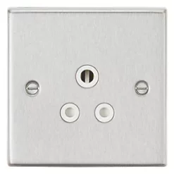 Knightsbridge CS5ABCW 5A 1-Gang Unswitched Socket Brushed Chrome with White Inserts