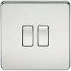 Knightsbridge SF3000PC 10AX 2-Gang 2-Way Light Switch Polished Chrome -Chrome Switches & Sockets Sales 647TX P