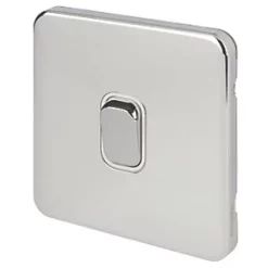 Schneider Electric Lisse Deco 10AX 1-Gang 2-Way Light Switch Polished Chrome with White Inserts