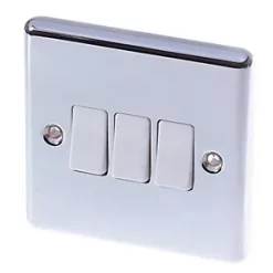 LAP 10AX 3-Gang 2-Way Light Switch Polished Chrome with White Inserts