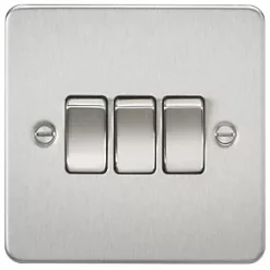 Knightsbridge FP4000BC 10AX 3-Gang 2-Way Light Switch Brushed Chrome