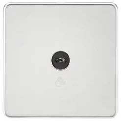 Knightsbridge SFTS1PC 2.1A 1-Gang 1-Way Light Switch Polished Chrome with Black Inserts