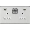 Knightsbridge SFR9904NBCW 13A 2-Gang SP Switched Socket + 2.4A 2-Outlet Type A USB Charger Brushed Chrome with White Inserts 1 Knightsbridge SFR9904NBCW 13A 2-Gang SP Switched Socket + 2.4A 2-Outlet Type A USB Charger Brushed Chrome with White Inserts -Chrome Switches & Sockets Sales 658TX P