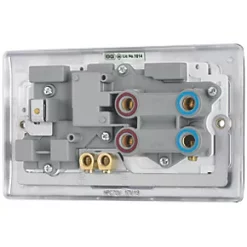 British General Nexus Metal 45A 2-Gang DP Cooker Switch & 13A DP Switched Socket Polished Chrome with LED with White Inserts -Chrome Switches & Sockets Sales 661FT A3
