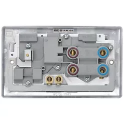 British General Nexus Metal 45A 2-Gang DP Cooker Switch & 13A DP Switched Socket Polished Chrome with LED with White Inserts -Chrome Switches & Sockets Sales 661FT A4