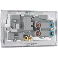 British General Nexus Metal 45A 2-Gang DP Cooker Switch & 13A DP Switched Socket Polished Chrome with LED with White Inserts -Chrome Switches & Sockets Sales 661FT A5