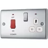 British General Nexus Metal 45A 2-Gang DP Cooker Switch & 13A DP Switched Socket Polished Chrome with LED with White Inserts -Chrome Switches & Sockets Sales 661FT P