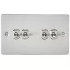 Knightsbridge FP4TOGBC 10AX 4-Gang 2-Way Light Switch Brushed Chrome -Chrome Switches & Sockets Sales 665TY P