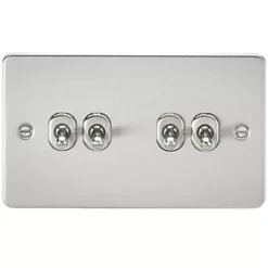 Knightsbridge FP4TOGBC 10AX 4-Gang 2-Way Light Switch Brushed Chrome