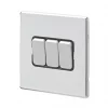 MK Aspect 10AX 3-Gang 2-Way Switch Polished Chrome with Black Inserts -Chrome Switches & Sockets Sales 666FF P