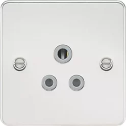 Knightsbridge FP5APCG 5A 1-Gang Unswitched Socket Polished Chrome with Colour-Matched Inserts