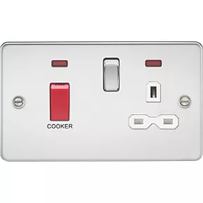 Knightsbridge FPR8333NPCW 45 & 13A 2-Gang DP Cooker Switch & 13A DP Switched Socket Polished Chrome with LED with White Inserts 3 Knightsbridge FPR8333NPCW 45 & 13A 2-Gang DP Cooker Switch & 13A DP Switched Socket Polished Chrome with LED with White Inserts