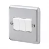 MK Albany Plus 10AX 3-Gang 2-Way Switch Brushed Chrome with White Inserts 2 MK Albany Plus 10AX 3-Gang 2-Way Switch Brushed Chrome with White Inserts -Chrome Switches & Sockets Sales 670FF P