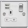 Knightsbridge CL9124PCW 13A 1-Gang SP Switched Socket + 2.1A 2-Outlet Type A USB Charger Polished Chrome with White Inserts 2 Knightsbridge CL9124PCW 13A 1-Gang SP Switched Socket + 2.1A 2-Outlet Type A USB Charger Polished Chrome with White Inserts -Chrome Switches & Sockets Sales 672TX P