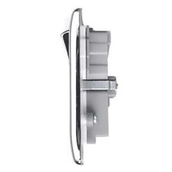 British General Nexus Metal 13A 2-Gang SP Switched Wi-Fi Extender Socket + 2.1A 1-Outlet Type A USB Charger Polished Chrome with White Inserts -Chrome Switches & Sockets Sales 677FG A2