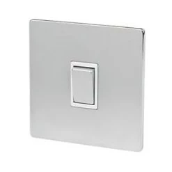 LAP 10AX 1-Gang 2-Way Light Switch Brushed Chrome with White Inserts