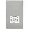 Knightsbridge SF8900BCW 2-Gang Dual Voltage Shaver Socket 115 V / 230V Brushed Chrome with White Inserts -Chrome Switches & Sockets Sales 681VF P