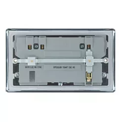 LAP 13A 2-Gang SP Switched Socket + 3.1A 2-Outlet Type A USB Charger Polished Chrome with Black Inserts -Chrome Switches & Sockets Sales 6873P A2