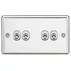 Knightsbridge CLTOG4PC 10AX 4-Gang 2-Way Light Switch Polished Chrome