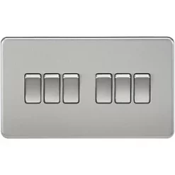 Knightsbridge SF4200BC 10AX 6-Gang 2-Way Light Switch Brushed Chrome