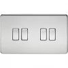 Knightsbridge SF4100PC 10AX 4-Gang 2-Way Light Switch Polished Chrome -Chrome Switches & Sockets Sales 694TX P