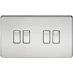 Knightsbridge SF4100PC 10AX 4-Gang 2-Way Light Switch Polished Chrome