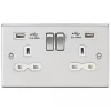 Knightsbridge CS9224BCW 13A 2-Gang SP Switched Socket + 2.4A 2-Outlet Type A USB Charger Brushed Chrome with White Inserts 1 Knightsbridge CS9224BCW 13A 2-Gang SP Switched Socket + 2.4A 2-Outlet Type A USB Charger Brushed Chrome with White Inserts -Chrome Switches & Sockets Sales 695TY P