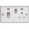 Knightsbridge CL83MNPCW 45 & 13A 2-Gang DP Cooker Switch & 13A DP Switched Socket Polished Chrome with LED with White Inserts -Chrome Switches & Sockets Sales 717TY P