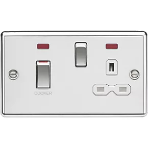 Knightsbridge CL83MNPCW 45 & 13A 2-Gang DP Cooker Switch & 13A DP Switched Socket Polished Chrome with LED with White Inserts 3 Knightsbridge CL83MNPCW 45 & 13A 2-Gang DP Cooker Switch & 13A DP Switched Socket Polished Chrome with LED with White Inserts