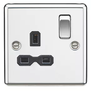 Knightsbridge CL7PC 13A 1-Gang DP Switched Single Socket Polished Chrome with Black Inserts 3 Knightsbridge CL7PC 13A 1-Gang DP Switched Single Socket Polished Chrome with Black Inserts
