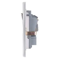 Schneider Electric Ultimate Low Profile 13A 2-Gang SP Switched Plug Socket Polished Chrome with White Inserts -Chrome Switches & Sockets Sales 7233J A2